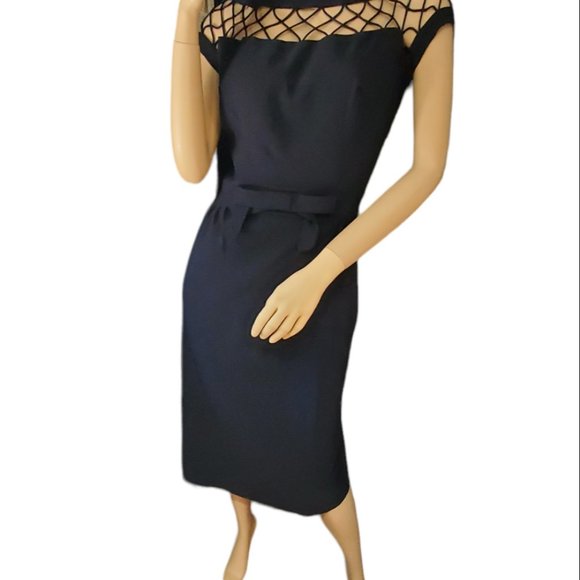 Tatyana Black Dress with Mesh Detail - Picture 1 of 12